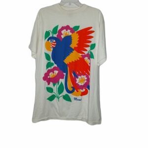 Vintage 90s rainbow parrot tee